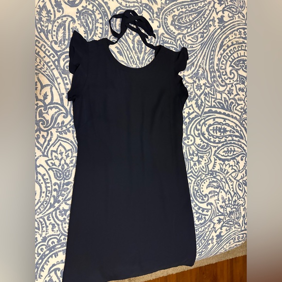 Loft Tie Back Flutter Shift Dress - Navy Size 2 - Picture 3 of 6
